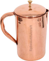 Handmade Copper Water Jug Pitcher Pot 1500ml For Drinking Water Health B... - £25.25 GBP