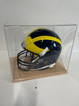 Acrylic football helmet display case with an hardwood oak base - $89.05