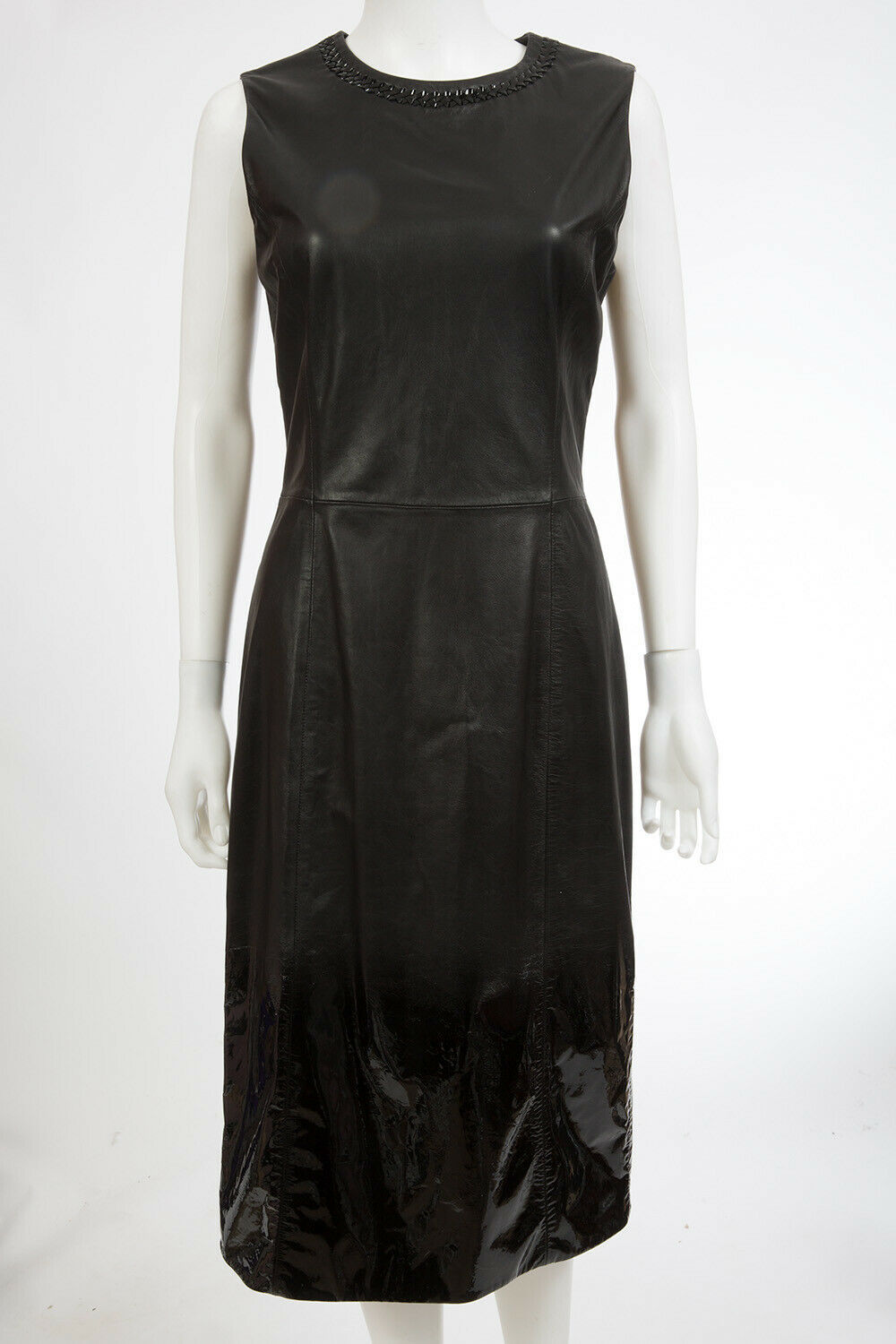 Primary image for Bottega Veneta Black Leather Sheath Dress sz 42 US 6 $2985