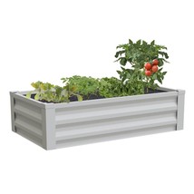 White Powder Coated Metal Raised Garden Bed Planter Made In USA - £128.59 GBP