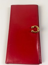 GUCCI Vintage Long Wallet Purse Horseshoe Clasp Leather Red Authentic - £134.20 GBP
