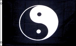 BLACK BACKGROUND YIN YANG 3X5 FLAG banner signs FL115-B happy sad hippie... - £3.67 GBP