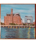 Original Acrylic Painting 15 x 15 Domino Sugar on Canvas - $90.00