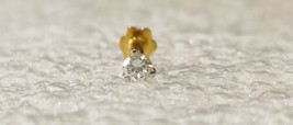 18k Oro 0.07ct Vero Diamante Naso Labbra per Vite Bottone Anello Piercing Perno - £94.84 GBP