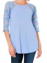 Zenana lace sleeve tunic top in Spring Blue - £21.01 GBP