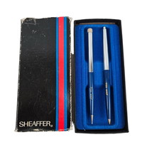 Sheaffer John Kell Custom Pen Mechanical Pencil Set Blue Silver Box Gift Set - £11.67 GBP