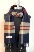 100% Cashmere Scarf Made In England Wrap Plaid Navy/Wine/Camel/Rust #2Te... - £28.31 GBP