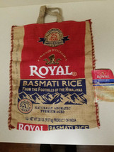 Empty Burlap 20 Lb. Bag Royal Basmati Rice With Handles &amp; Zipper Empty Bag - £9.30 GBP