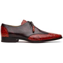 Anzio Rustic Genuine Alligator and Calfskin Leather Dress Derby's Shoes Cognac image 2