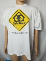 Rare Vintage Safe Place Where Teens Get Help Single Stitch Tee Shirt 90s 50/50  - £7.89 GBP