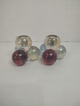 Pair 2 Westmoreland Glass Stacked Ball Candlestick Holders Clear Ruby Re... - $22.44