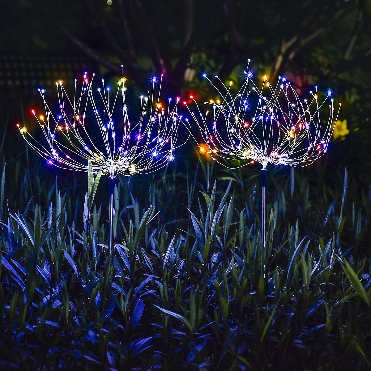 2 Pack Solar Firework Lights 120 Led Dandelion Lights For Garden Patio Lawn - £26.86 GBP