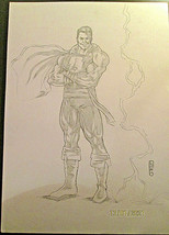 CAPTAIN MARVEL (SHAZAM) ORIGINAL FULL FIGURE PENCIL DRAWING CLASSIC DC C... - $197.99