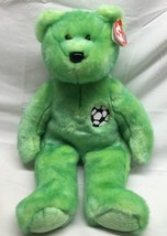 TY 1999 Beanie Buddy KICKS THE BRIGHT GREEN SOCCER BEAR 14&quot; Stuffed Anim... - £15.63 GBP