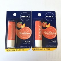 TWO NIVEA PEACH LIP BALM NOURISHING ALL DAY MOISTURE TINTED MINERAL OIL ... - £10.27 GBP