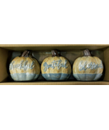 Robert Stanley Pumpkin Place Holders Grateful  Blessed Thankful Set of 3... - £13.43 GBP