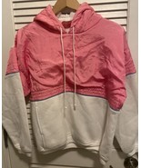 Vintage Women’s Hoodie Sweater Size L Jacket Pullover  Pink/White/Blue - $50.59 CAD