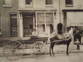 Antique W. S. Drayer Photograph Horse Cart Cute Children Wall Paper Watchmaker - £69.59 GBP