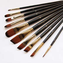 5Pcs/6pcs Artist Paint Brush Set High Quality Nylon Hair Wood Black Handle Water - £8.37 GBP+