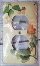 Mulberry Single Duplex Wall Outlet Plate Handpainted Metal Floral Vintag... - £9.43 GBP