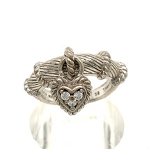 Vtg Sterling Signed Judith Ripka Thailand Twisted Rope Heart Dangle Ring... - $69.30