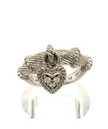 Vtg Sterling Signed Judith Ripka Thailand Twisted Rope Heart Dangle Ring... - $1,310.43 MXN