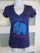 Bella V-Neck Blue &quot;Fast For Joy 2012&quot; Elephant T-Shirt Size S Women&#39;s EUC - £14.54 GBP