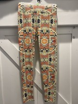 LULAROE LLR ONE SIZE LEGGINGS LIGHT YELLOW WITH MULTICOLOR SHAPES #679 - £32.32 GBP