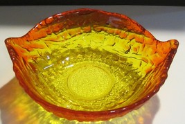 Tiara Amberina Textured Art Glass Leaf Bowl-Tiara pattern - $71.25