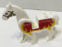 Rare Building Toy White Horse Painted Red and Yellow Moveable Head 3 x 2.5 in - £10.86 GBP