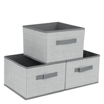 Fabric Bins [3-Pack], Foldable Cube Baskets Storage Boxes For Shelves, Closet, B - £43.94 GBP