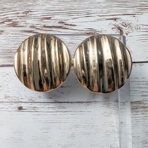 Vintage Clip On Earrings Corrugated Circle Large Gold Tone - Some Marks - £10.38 GBP