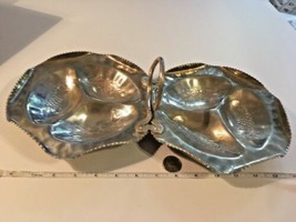 Vintage Cromwell Aluminum Double Dish Handle Ornate Hand Wrought Metal  ... - £11.86 GBP