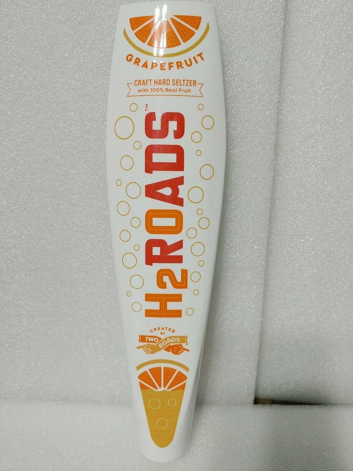 H 2 Two Roads Grapefruit Craft Hard Seltzer 11&quot; Draft Beer Tap Handle Ma... - $19.55