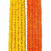 Artificial Marigold Flowers for Decoration 5 Feet Garland Wall Hanging 10 Pcs - £18.16 GBP