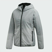 New Adidas Terrex Windweave Insulated Hooded Jacket Women&#39;s S Gray Winter Coat - £85.96 GBP