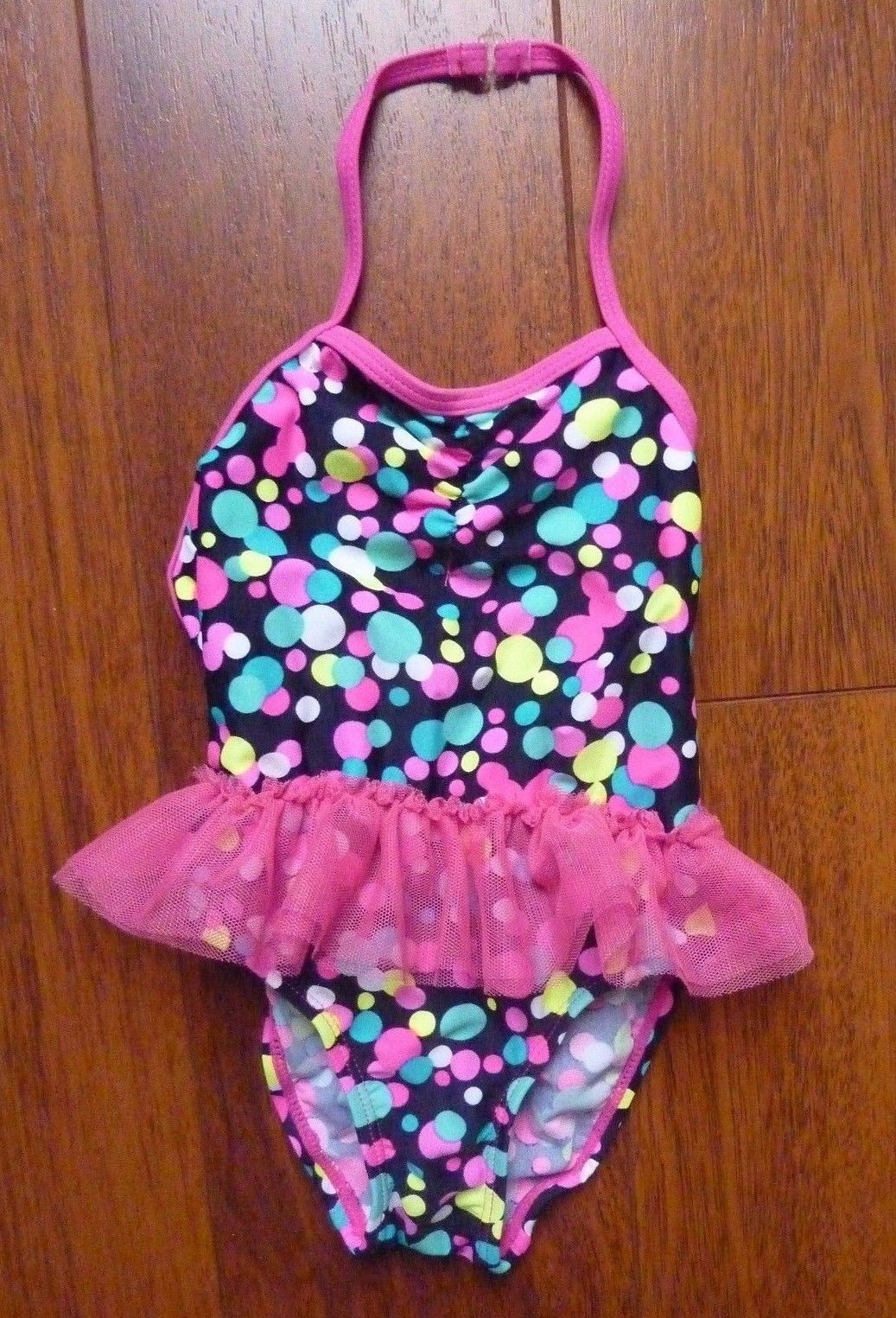 Childrens Place girls size 12-18 months Pink ruffle bathing suit Polka Dots NEW - $12.69