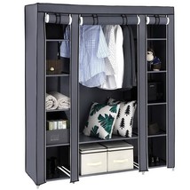 69&quot; Portable Closet Wardrobe Clothes Rack Storage Organizer Shelf Dustproof Home - £36.17 GBP