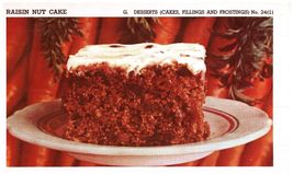 Vintage 1950 Raisin Nut Cake Recipe Print Cover 5x8 Crafts Food Decor - $19.99