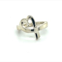 Tiffany &amp; Co Estate Single Loving Heart Ring 6.75 Silver TIF453 - £155.06 GBP