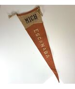 Early Escanaba Michigan Vintage Wool Felt Pennant 24” Long Salmon/Beige - $461.17 MXN