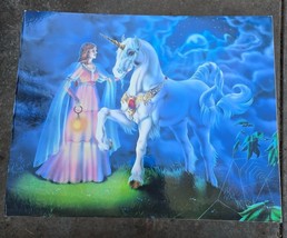 Vintage 1982 Sue Dawe Lady &amp; Unicorn Poster Print Mythical Fantasy 16x20 - $522.55 MXN