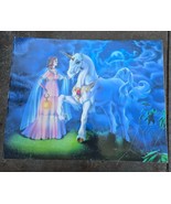 Vintage 1982 Sue Dawe Lady &amp; Unicorn Poster Print Mythical Fantasy 16x20 - $522.55 MXN