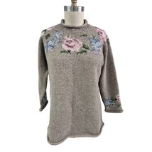 Vtg 80s Tweeds Collectibles 100% Wool Cottagecore Floral Design Sweater ... - $29.95