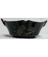 Mt Pleasant Black Amethyst 6 Sided Handled 6&quot; Bowl Daisy Flower Smith Glass - $41.01 CAD