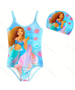 2pc Toddler Girls Sz 5-6 Cartoon Mermaid Cami One Piece Swimsuit + Swim ... - £10.26 GBP