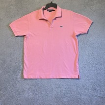 Vineyard Vines Polo Shirt Men&#39;s Medium Pink Embroidered Blue Whale Logo - $16.34