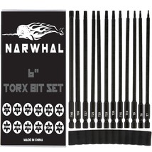 6&quot; Long Torx Bit Set (12 Pack Of Drill Bits With Case) Security Tamper, ... - $31.99