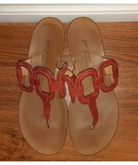 Paul Green Munchen Red Leather US 10 UK 7.5 Sandals Thongs W - £26.80 GBP