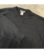 Mantles Mens V Neck Sweater Ribbed Knit Long Sleeve Black Large L/G - $19.99